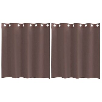 Gordijnen voile met doorvoertules 2 st 140x140 cm bruin 2