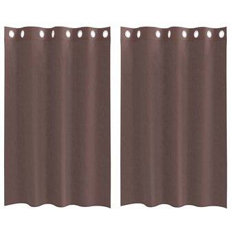 Gordijnen voile met doorvoertules 2 st 140x175 cm bruin 2
