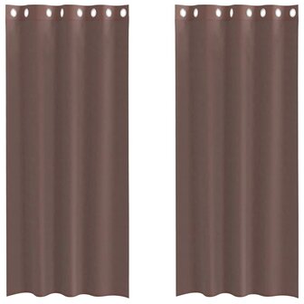 Gordijnen voile met doorvoertules 2 st 140x225 cm bruin 2