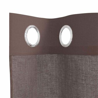 Gordijnen voile met doorvoertules 2 st 140x225 cm bruin 5