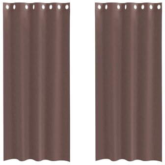 Gordijnen Voile met doorvoertules 2 st 140x245 cm bruin 2