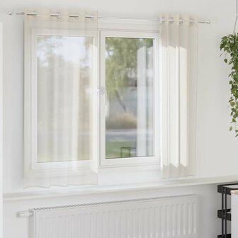 Gordijnen voile met doorvoertules 2 st 140x140 cm cr&egrave;mekleurig 1