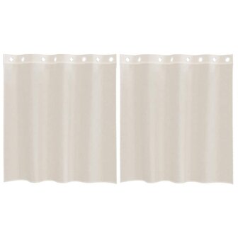 Gordijnen voile met doorvoertules 2 st 140x140 cm cr&egrave;mekleurig 2