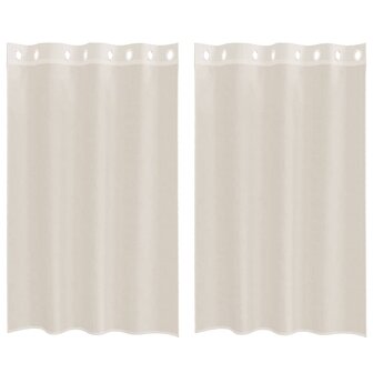 Gordijnen voile met doorvoertules 2 st 140x175 cm cr&egrave;mekleurig 2