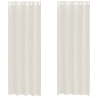 Gordijnen Voile met doorvoertules 2 st 140x300 cm cr&egrave;me 2