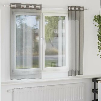 Gordijnen voile met doorvoertules 2 st 140x140 cm donkergrijs 1