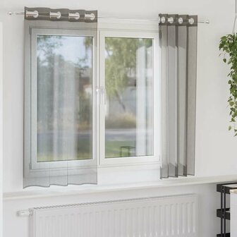 Gordijnen voile met doorvoertules 2 st 140x175 cm donkergrijs 1