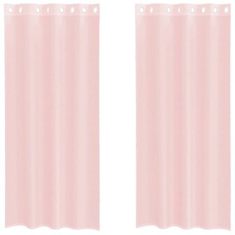 Gordijnen voile met doorvoertules 2 st 140x225 cm lichtroze 2