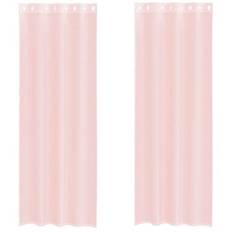 Gordijnen voile met doorvoertules 2 st 140x260 cm lichtroze 2
