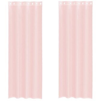 Gordijnen voile met doorvoertules 2 st 140x300 cm lichtroze 2