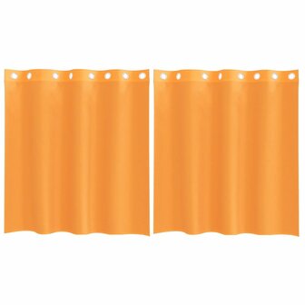 Gordijnen voile met doorvoertules 2 st 140x140 cm oranje 2