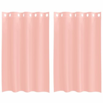 Gordijnen voile met doorvoertules 2 st 140x175 cm roze 2