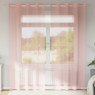 Gordijnen met doorvoertules 2 st 140x225 cm roze 1