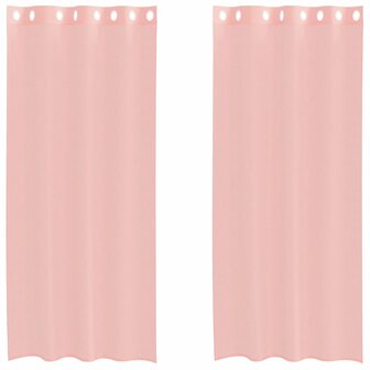 Gordijnen met doorvoertules 2 st 140x225 cm roze 2
