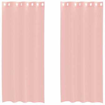 Gordijnen voile met doorvoertules 2 st 140x245 cm roze 2