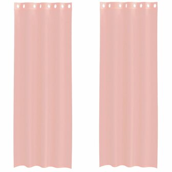 Gordijnen Voile met doorvoertules 2 st 140x260 cm roze 2