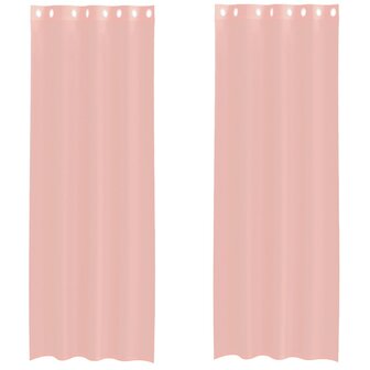 Gordijnen voile met doorvoertules 2 st 140x300 cm roze 2