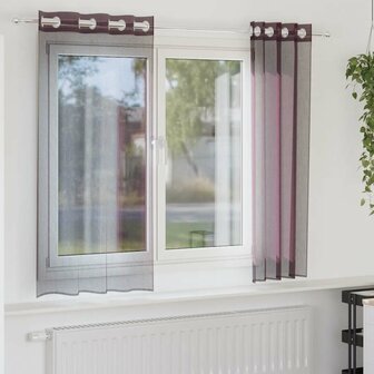 Gordijnen Voile met doorvoertules 2 st paars 140x140 cm 1