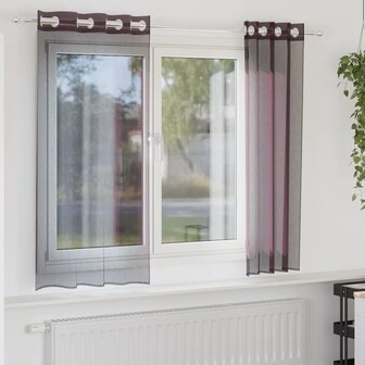 Gordijnen Voile met doorvoertules 2 st 140x175 cm paars 1