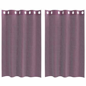Gordijnen Voile met doorvoertules 2 st 140x175 cm paars 2
