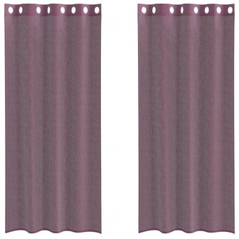 Gordijnen voile met doorvoertules 2 st 140x225 cm paars 2