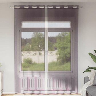 Gordijnen voile met doorvoertules 2 st paars 140x260 cm 1