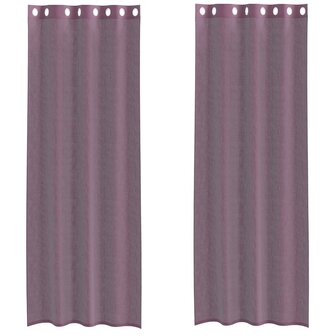 Gordijnen voile met doorvoertules 2 st paars 140x260 cm 2