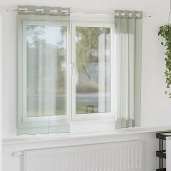 Gordijnen voile met doorvoertules 2 st 140x140 cm lichtgrijs 1