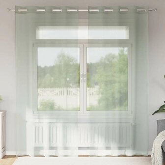 Gordijnen voile met doorvoertules 2 st 140x245 cm lichtgrijs 1