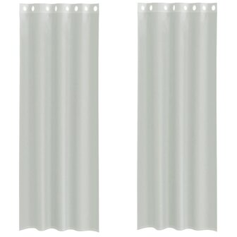 Gordijnen voile met doorvoertules 2 st 140x260 cm lichtgrijs 2