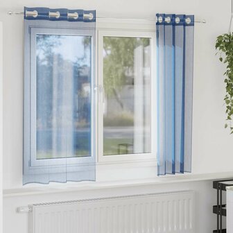 Gordijnen voile met doorvoertules 2 st koningsblauw 1