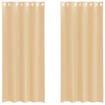 Gordijnen Voile met doorvoertules 2 st zand 2