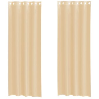 Gordijnen Voile met doorvoertules 2 st zand 2