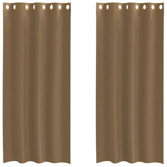 Gordijnen voile met doorvoertules 2 st lichtbruin 2