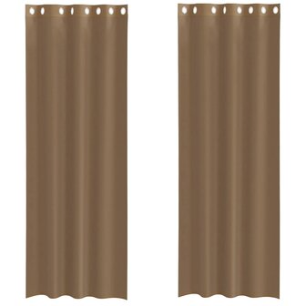 Gordijnen voile met doorvoertules 2 st lichtbruin 2