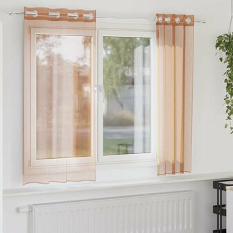 Gordijnen voile met doorvoertules 2 st terracotta 1