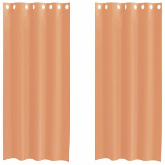 Gordijnen voile met doorvoertules 2 st terracotta 2
