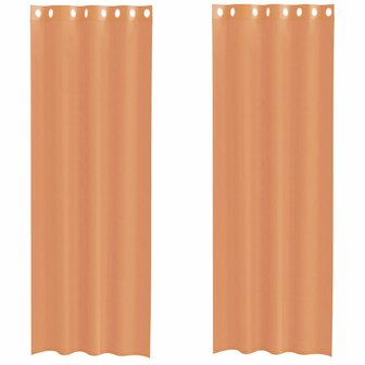 Gordijnen voile met doorvoertules 2 st terracotta 2