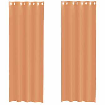 Gordijnen voile met doorvoertules 2 st terracotta 2