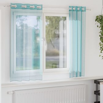 Gordijnen voile met doorvoertules 2 st turkoois 1