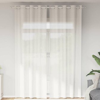 Gordijnen voile met doorvoertules 2 st wit 1