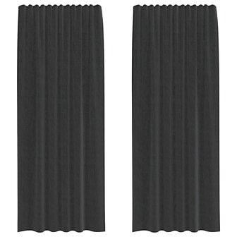 Gordijnen voile met roedezakken 2 st zwart 2