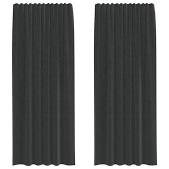 Gordijnen voile met roedezakken 2 st zwart 2