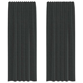 Gordijnen voile met roedezakken 2 st zwart 2