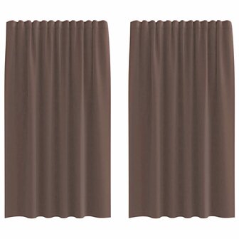 Gordijnen voile met roedezakken 2 st bruin 2