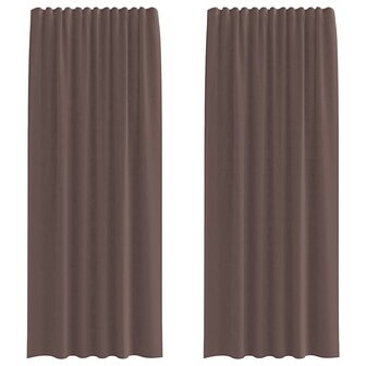 Gordijnen voile met roedezakken 2 st bruin 2