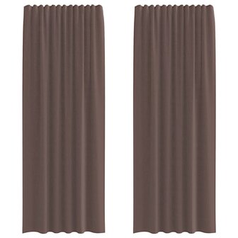 Gordijnen voile met roedezakken 2 st bruin 2