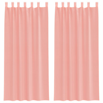 Gordijnen voile met roedezakken 2 st roze 2