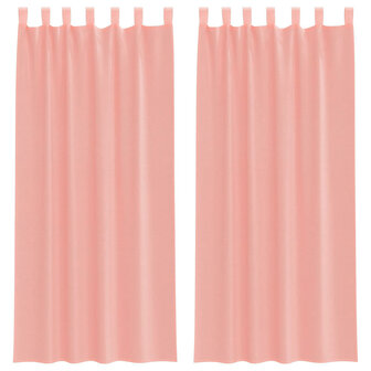 Gordijnen voile met roedezakken 2 st roze 2