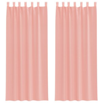 Gordijnen voile met roedezakken 2 st roze 2